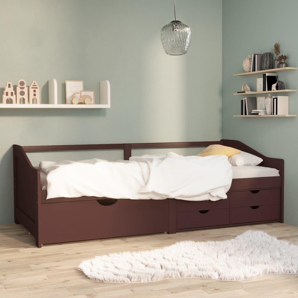Personers Daybed Skuffer 90x200 Massivt Fyrretræ Mørkebrun - Boligcenter Daybed  - 8720286579305