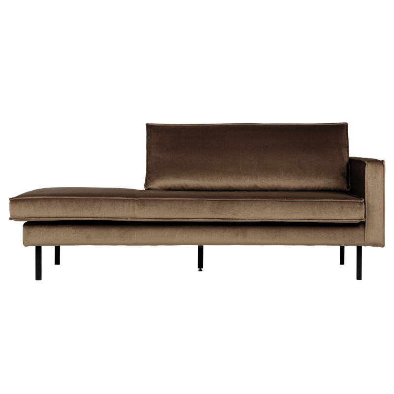 Brun Rodeo Daybed Højrevendt Velour Taupe - Bepurehome Daybed  - 8714713073467