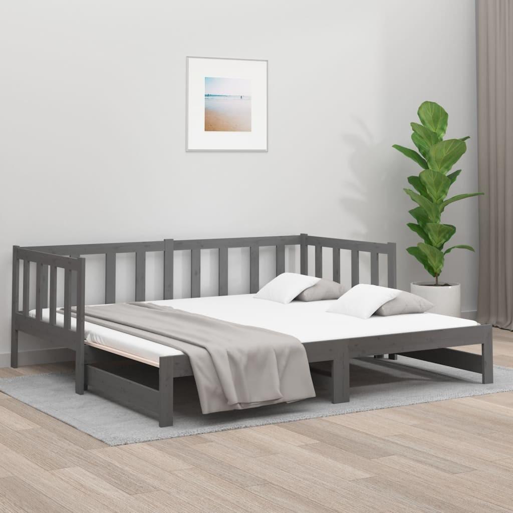 Grå Daybed Med Udtræk 2x90x190 Massivt Fyrretræ - Boligcenter Daybed  - 8720287133667