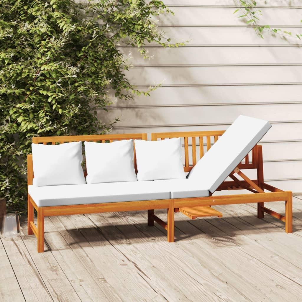 Daybed Med Cremefarvet Hynde 200x60x75 Massivt Akacietræ - Boligcenter Daybed  - 8720286142813