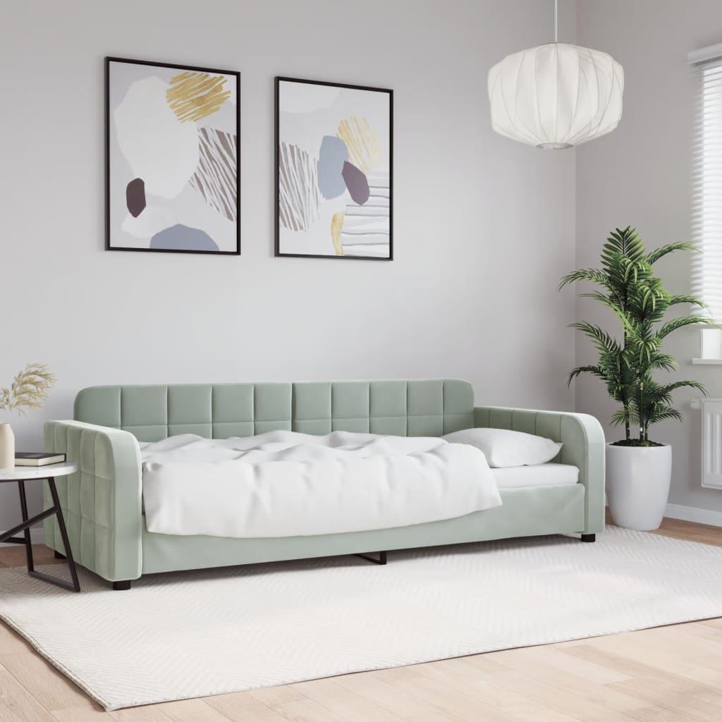 Daybed 80x200 Velour Lysegrå - Boligcenter Daybed  - 8720845955328