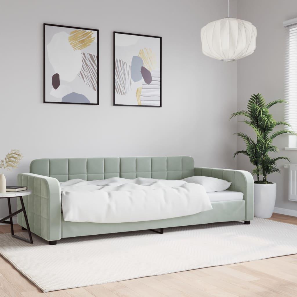 Daybed 90x190 Velour Lysegrå - Boligcenter Daybed  - 8720845955526