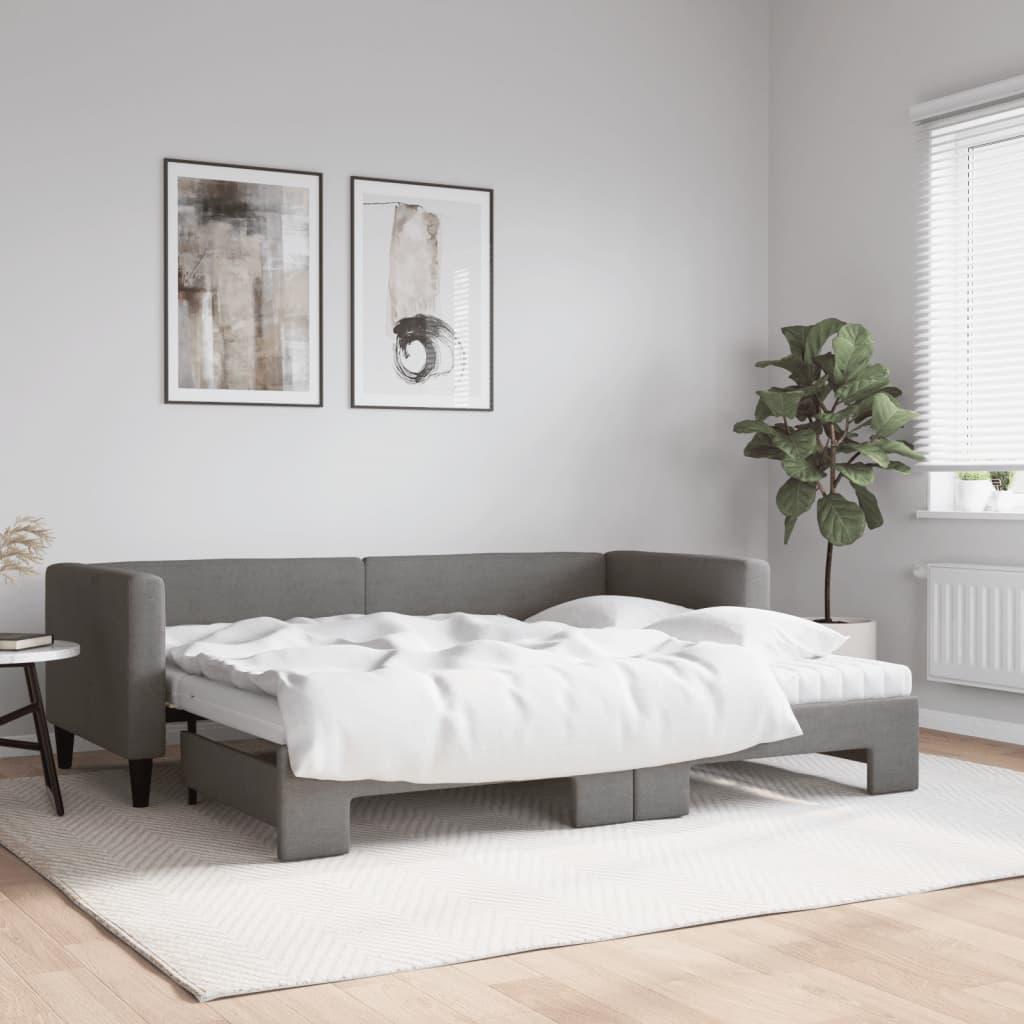 Daybed Med Udtræk Madras 80x200 Stof Mørkegrå - Boligcenter Daybed  - 8720845465766