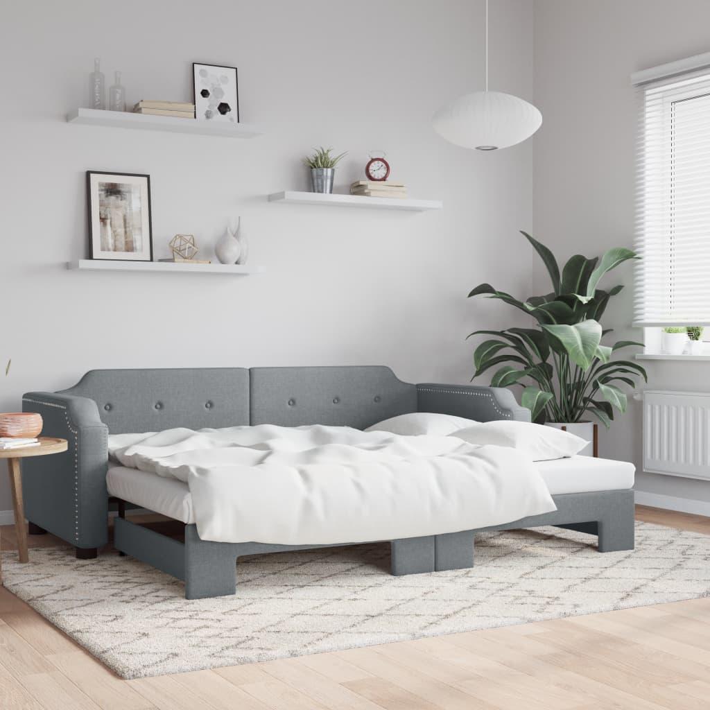 Daybed Med Udtræk 90x190 Stof Lysegrå - Boligcenter Daybed  - 8720845462000