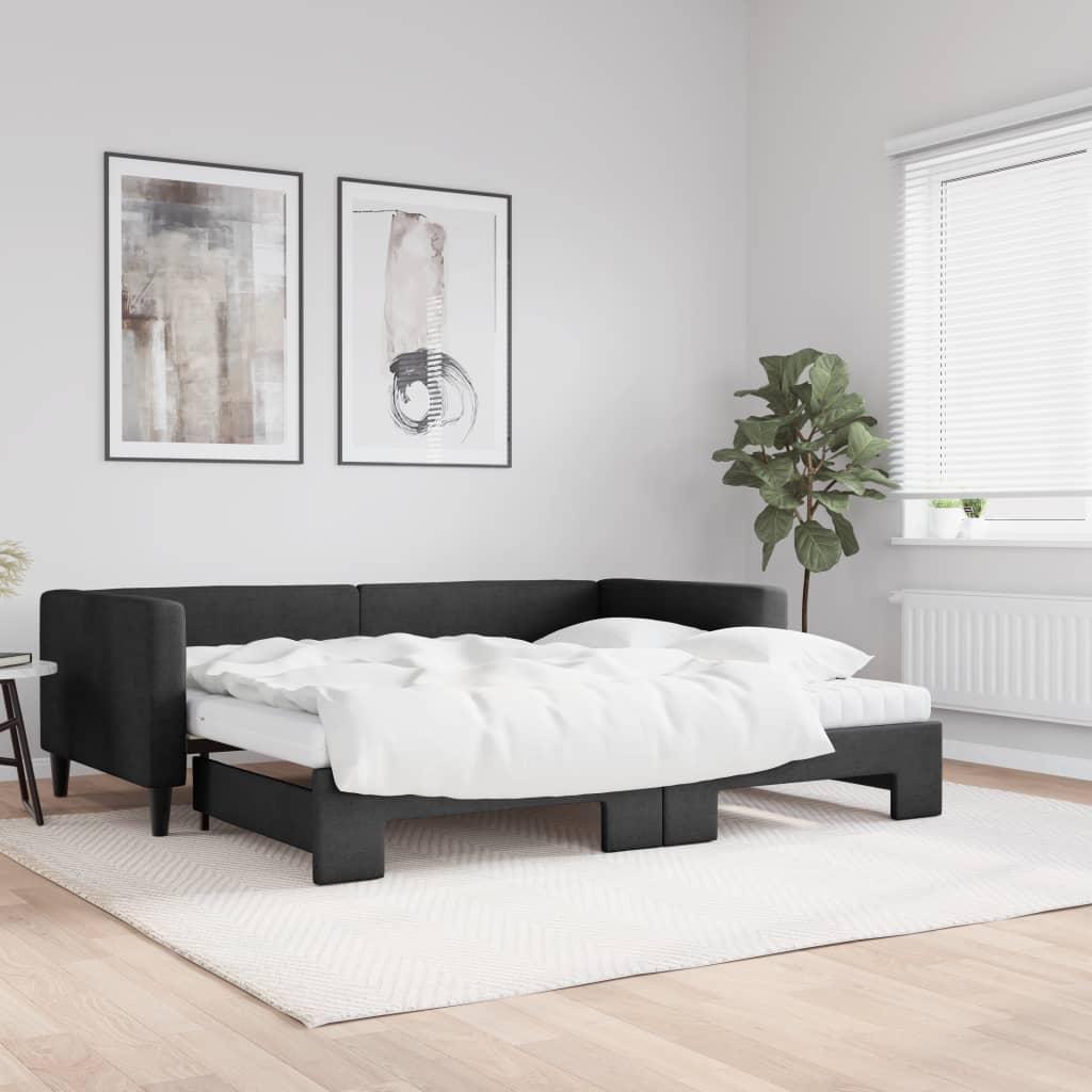 Sort Daybed Med Udtræk Madras 90x190 Stof - Boligcenter Daybed  - 8720845462208