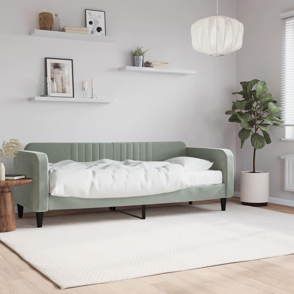Daybed Med Madras 80x200 Velour Lysegrå - Boligcenter Daybed  - 8720845471101