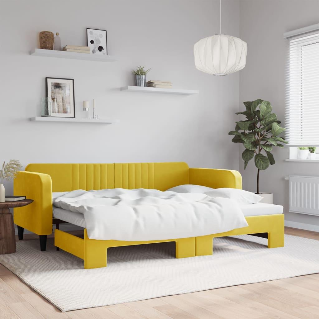 Daybed Med Udtræk 90x200 Velour Gul - Boligcenter Daybed  - 8720845471460