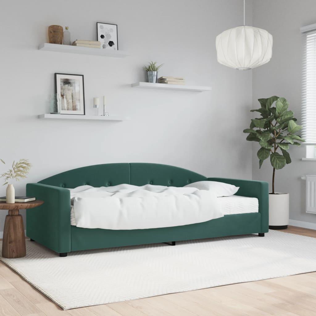 Grøn Daybed Med Madras 90x200 Velour Mørke - Boligcenter Daybed  - 8720845466534