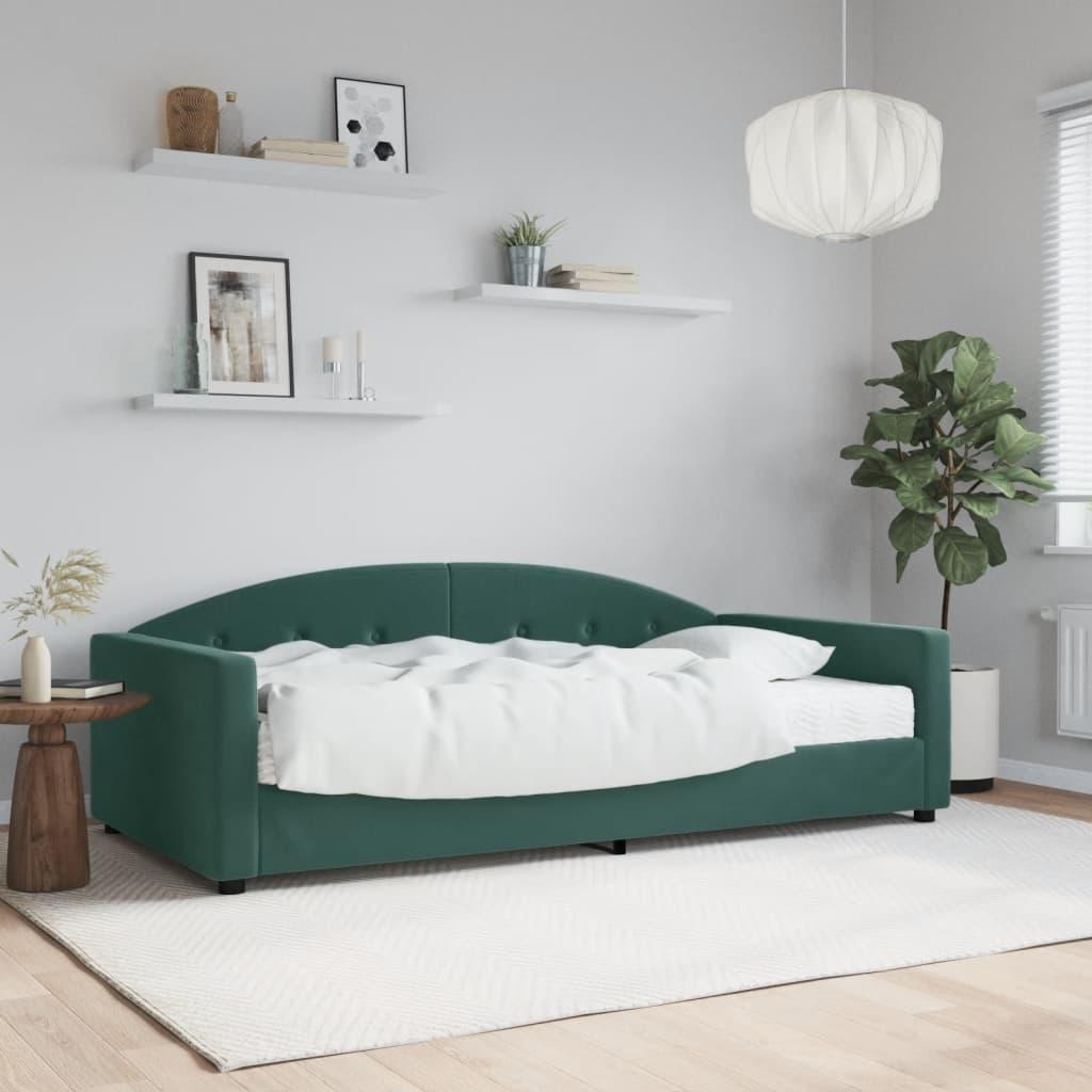 Grøn Daybed Med Madras 100x200 Velour Mørke - Boligcenter Daybed  - 8720845466602