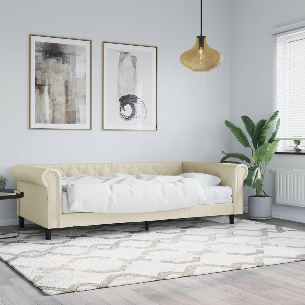 Daybed Med Madras 90x200 Kunstlæder Cremefarvet - Boligcenter Daybed  - 8720845470913