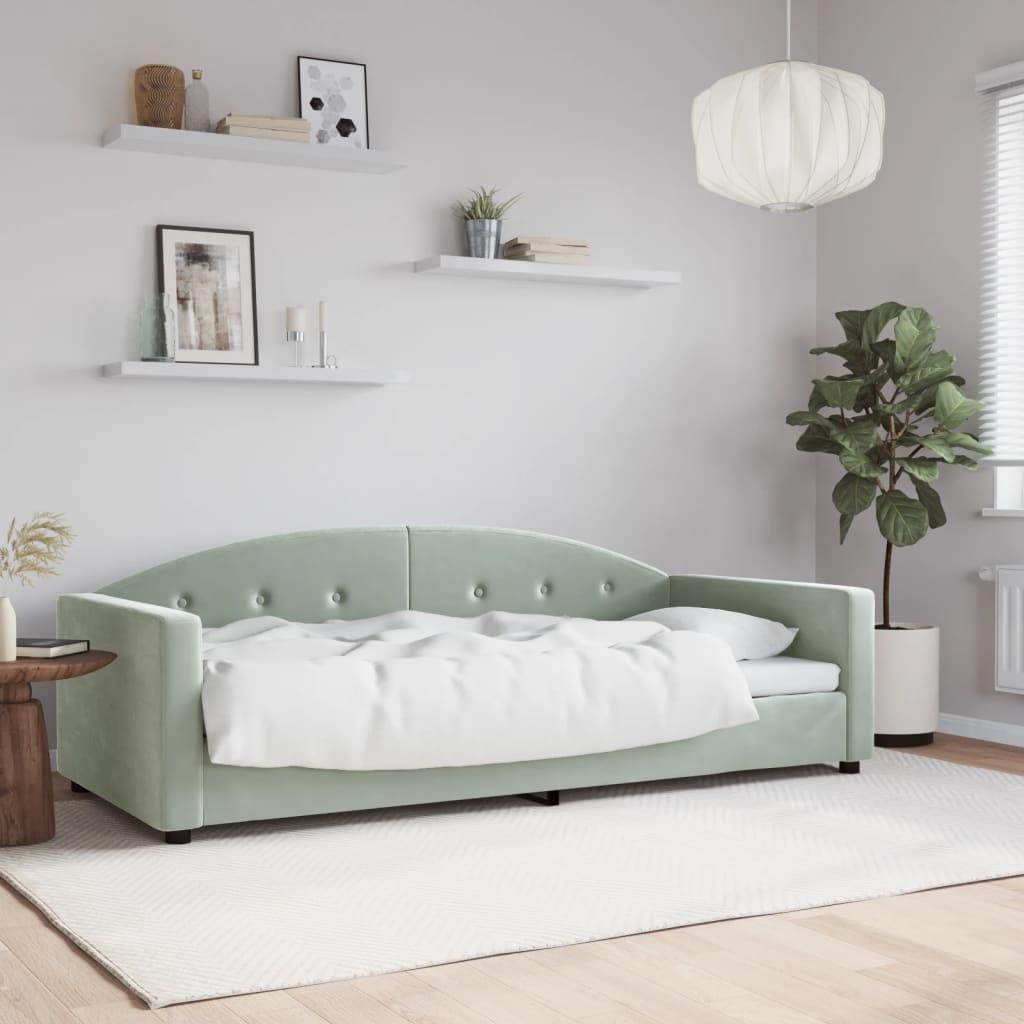 Daybed 90x200 Velour Lysegrå - Boligcenter Daybed  - 8720845953812