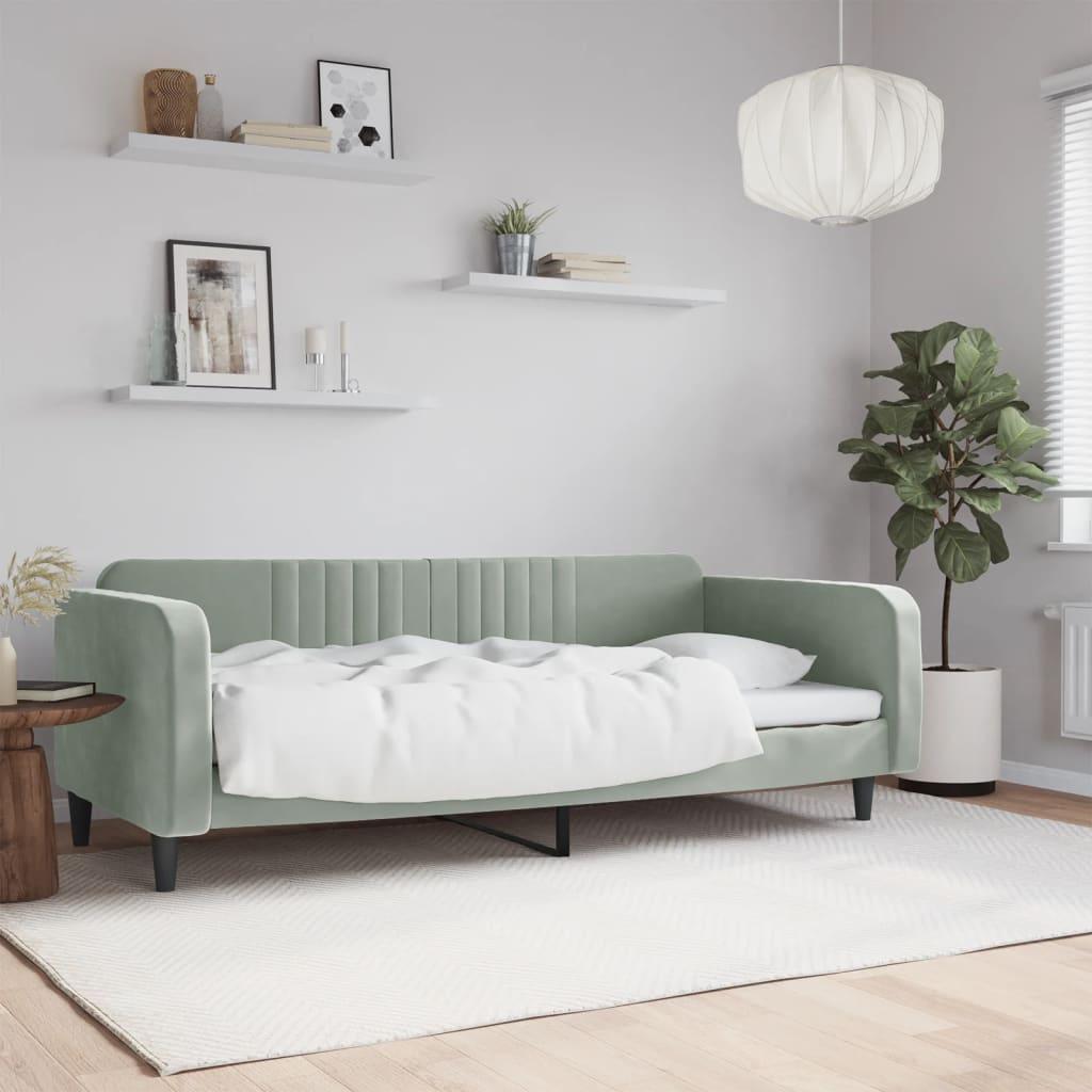 Daybed 100x200 Velour Lysegrå - Boligcenter Daybed  - 8720845954383