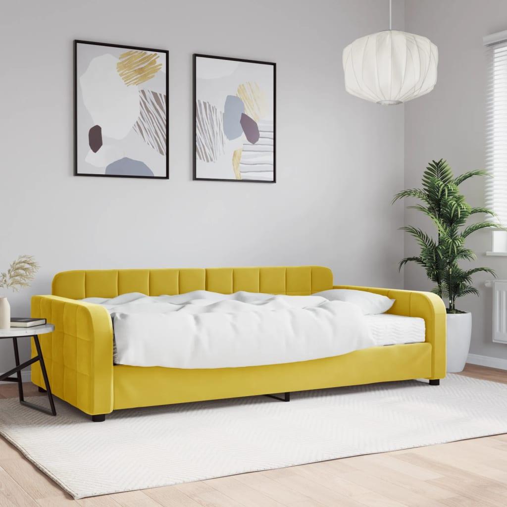 Daybed Med Madras 100x200 Velour Gul - Boligcenter Daybed  - 8720845464257