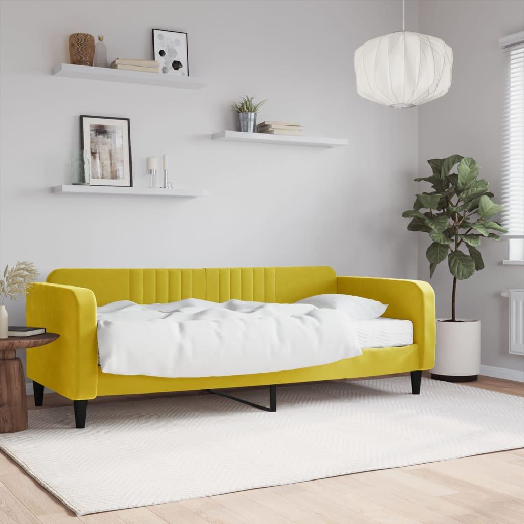 Daybed Med Madras 90x200 Velour Gul - Boligcenter Daybed  - 8720845460464