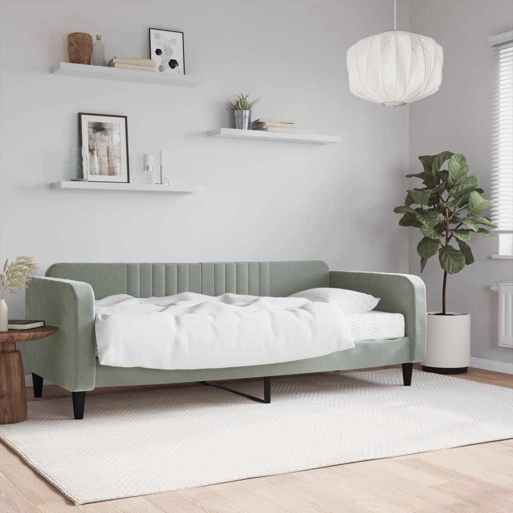 Daybed Med Madras 90x200 Velour Lysegrå - Boligcenter Daybed  - 8720845471170