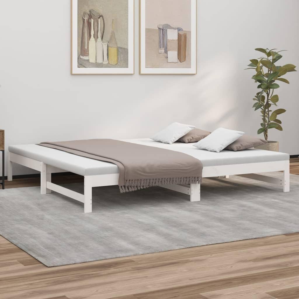 Hvid Daybed Med Udtræk 2x100x200 Massivt Fyrretræ - Boligcenter Daybed  - 8720845639006