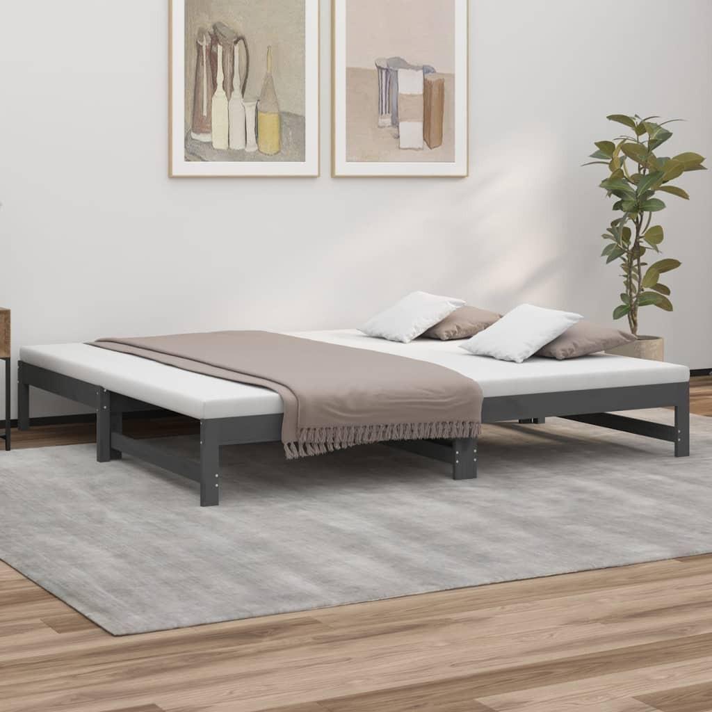 Grå Daybed Med Udtræk 2x100x200 Massivt Fyrretræ - Boligcenter Daybed  - 8720845639013