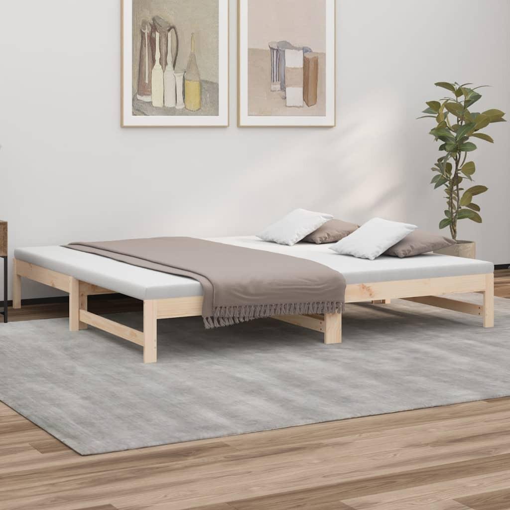 Brun Daybed Med Udtræk 2x100x200 Massivt Fyrretræ - Boligcenter Daybed  - 8720845639242
