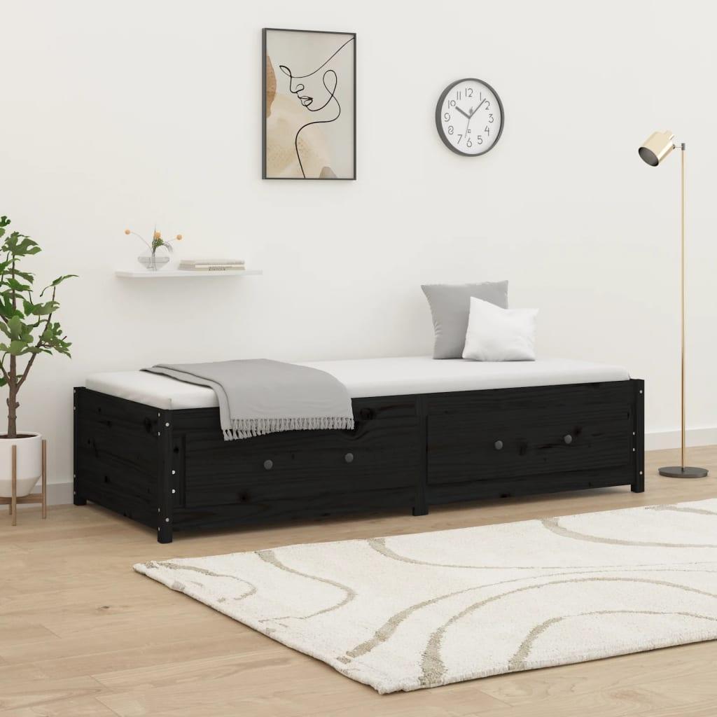 Sort Daybed 75x190 Lille Enkelt Massivt Træ Fyr - Boligcenter Daybed  - 8720287214830