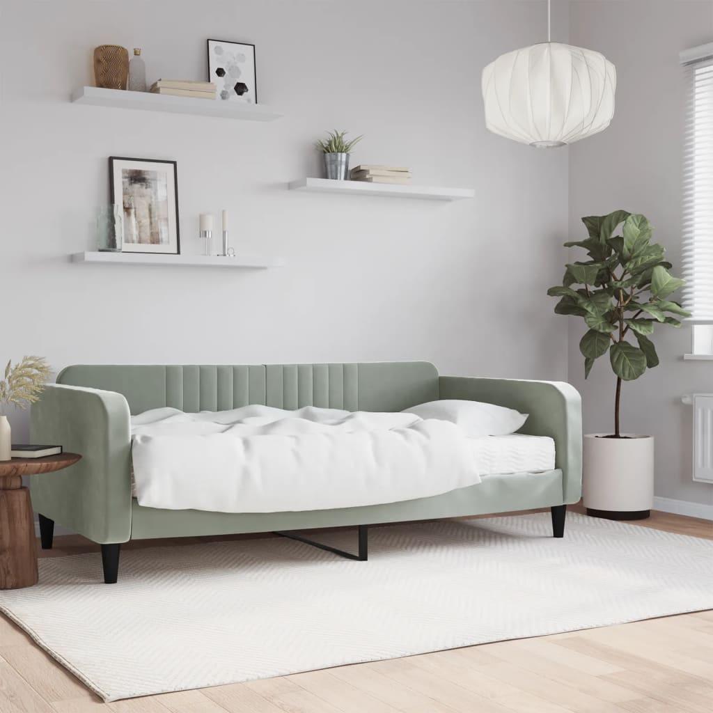 Daybed Med Madras 90x190 Velour Lysegrå - Boligcenter Daybed  - 8720845471309