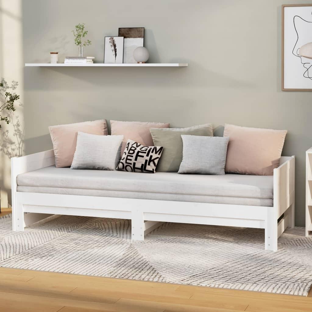 Hvid Daybed Med Udtræk 2x80x200 Massivt Fyrretræ - Boligcenter Daybed  - 8720845639105