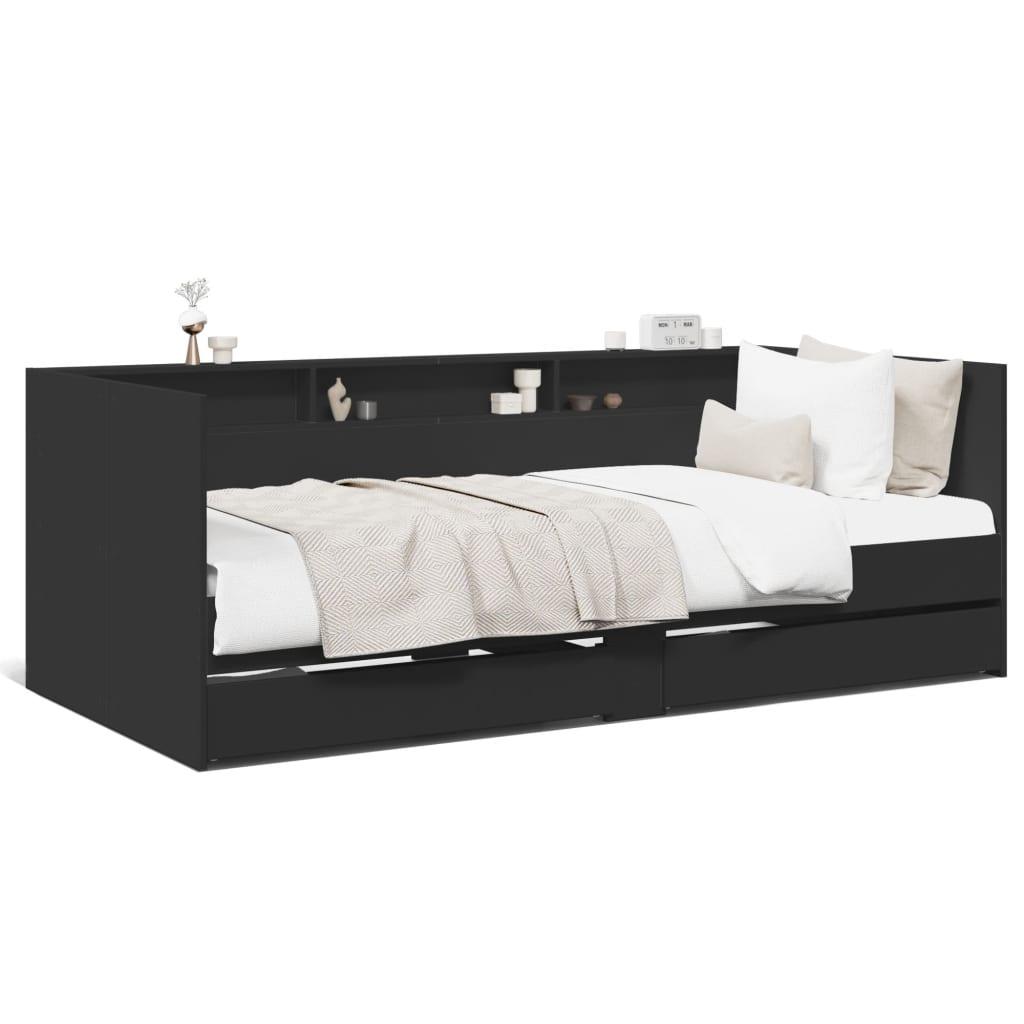 Sort Daybed Med Skuffer Uden Madras 75x190 - Daybed  - 8721102624865