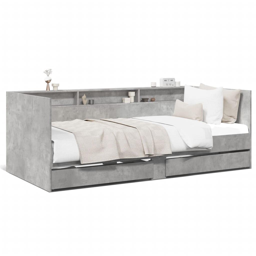 Daybed Med Skuffer Uden Madras 75x190 Betongrå - Daybed  - 8721102624889