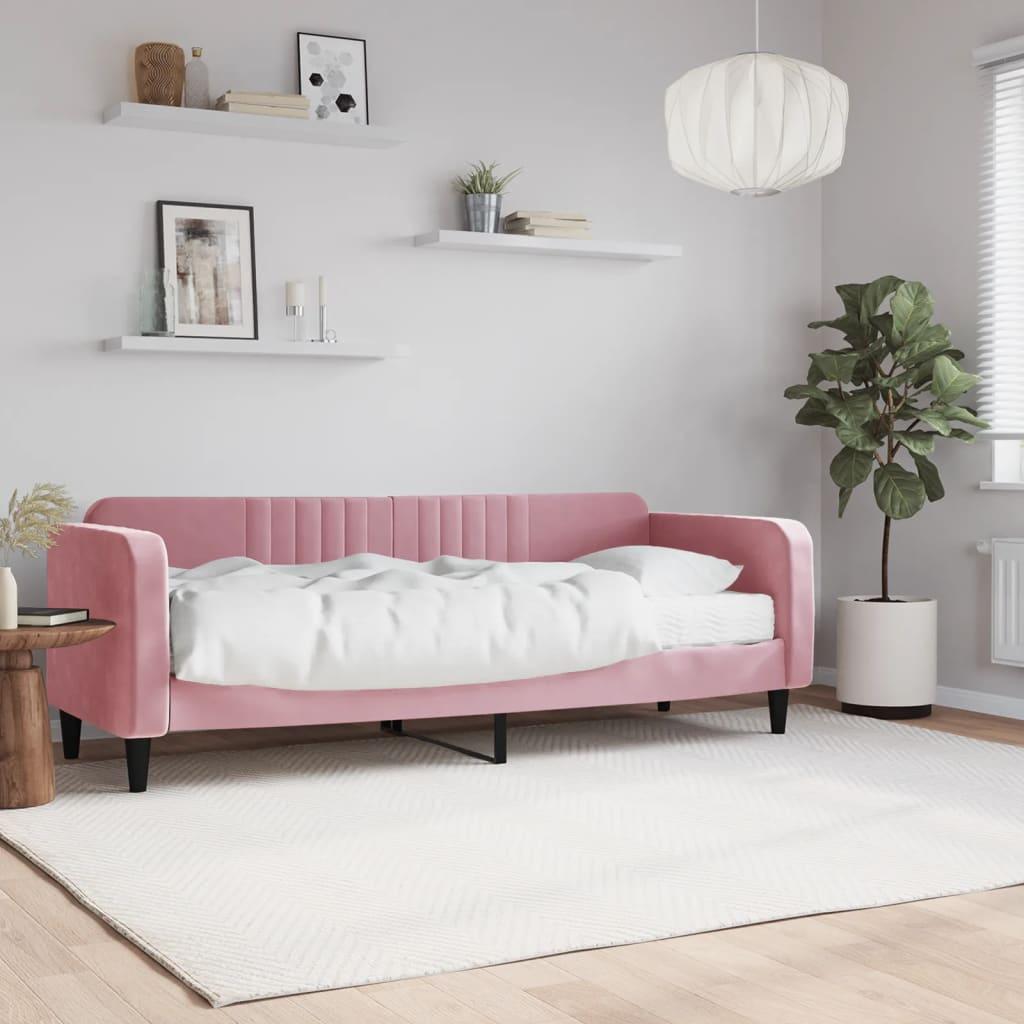 Pink Daybed Med Madras 80x200 Velour - Boligcenter Daybed  - 8720845464097