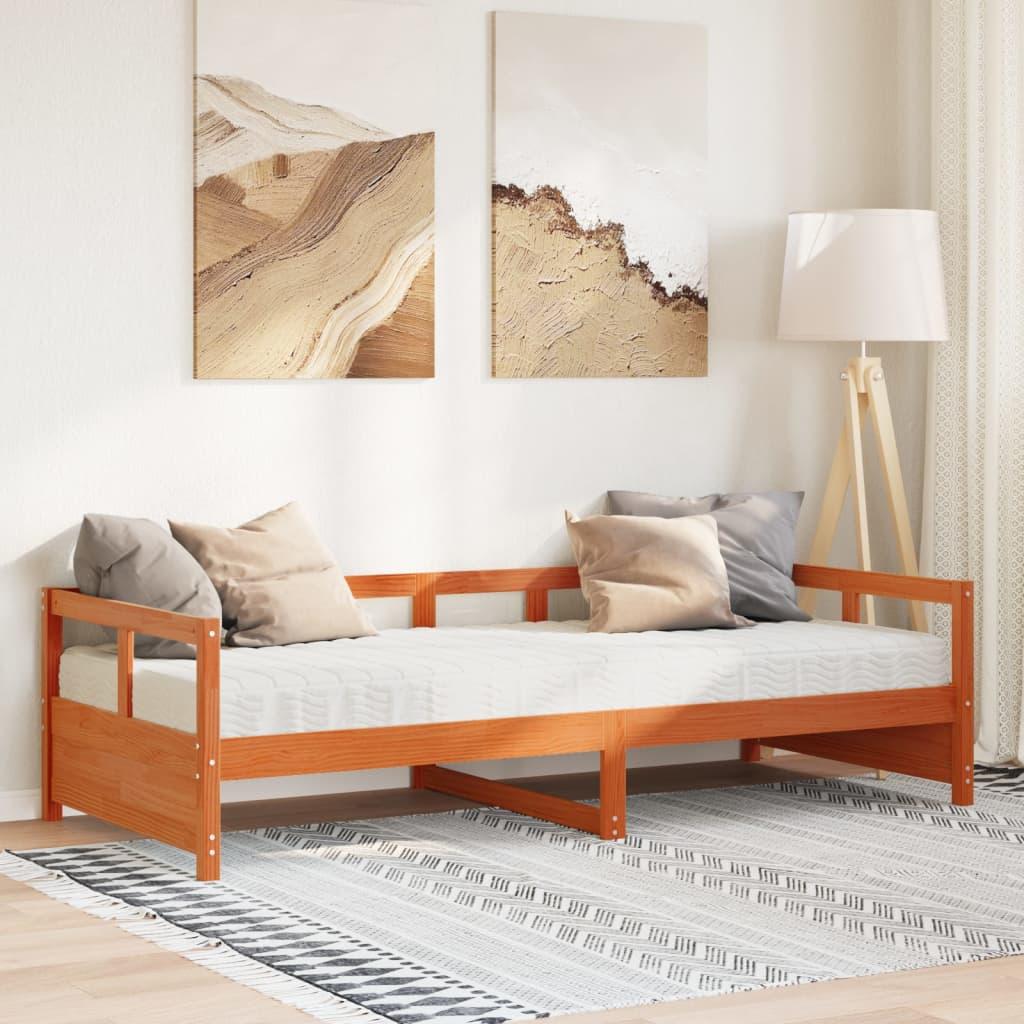 Daybed Med Madras 90x190 Massivt Fyrretræ Gyldenbrun - Daybed  - 8721158573339