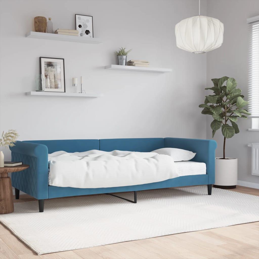 Daybed Med Madras 90x200 Velour Blå - Daybed  - 8720845466503