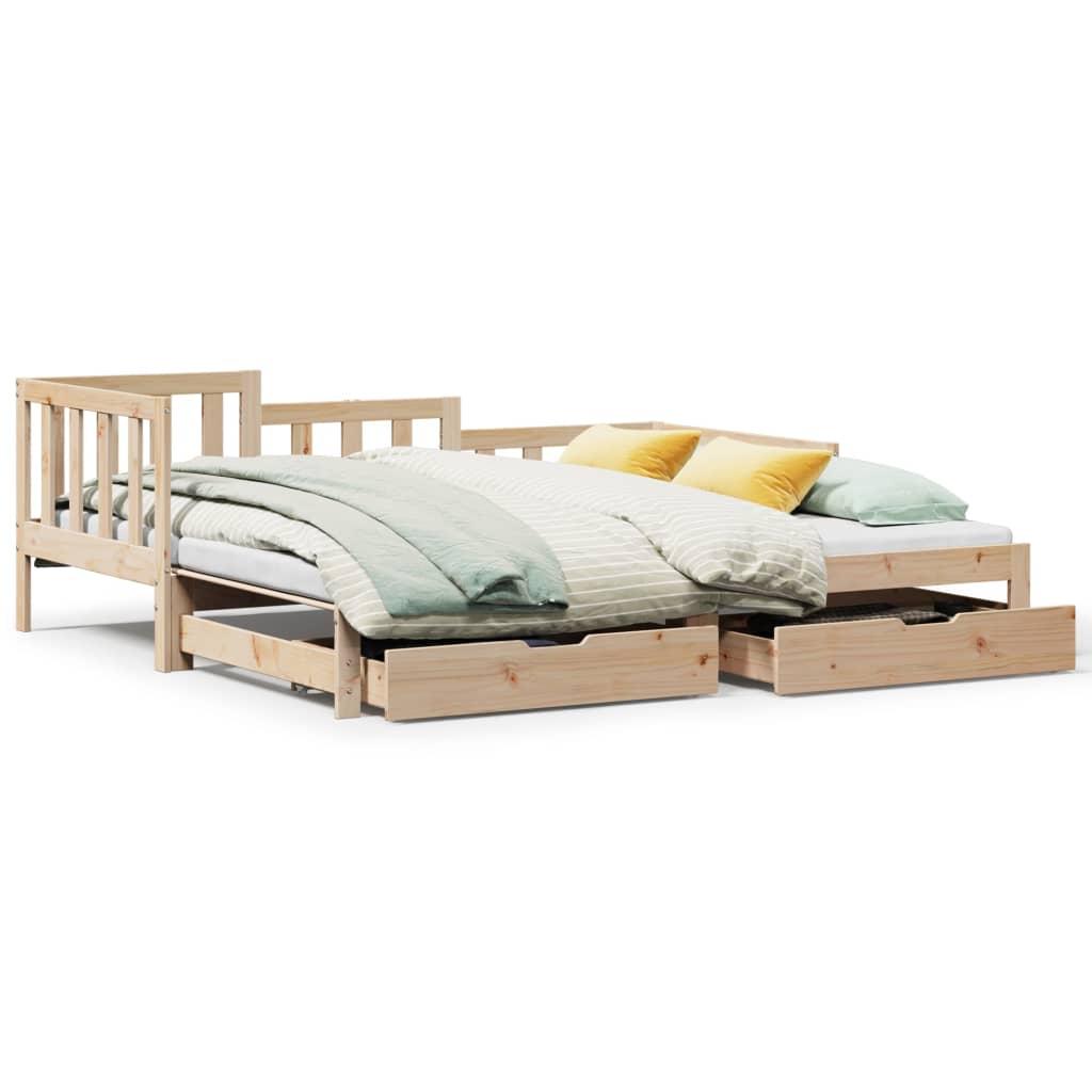 Daybed Med Udtræk Skuffer Uden Madras 90x190 - Daybed  - 8721102946424