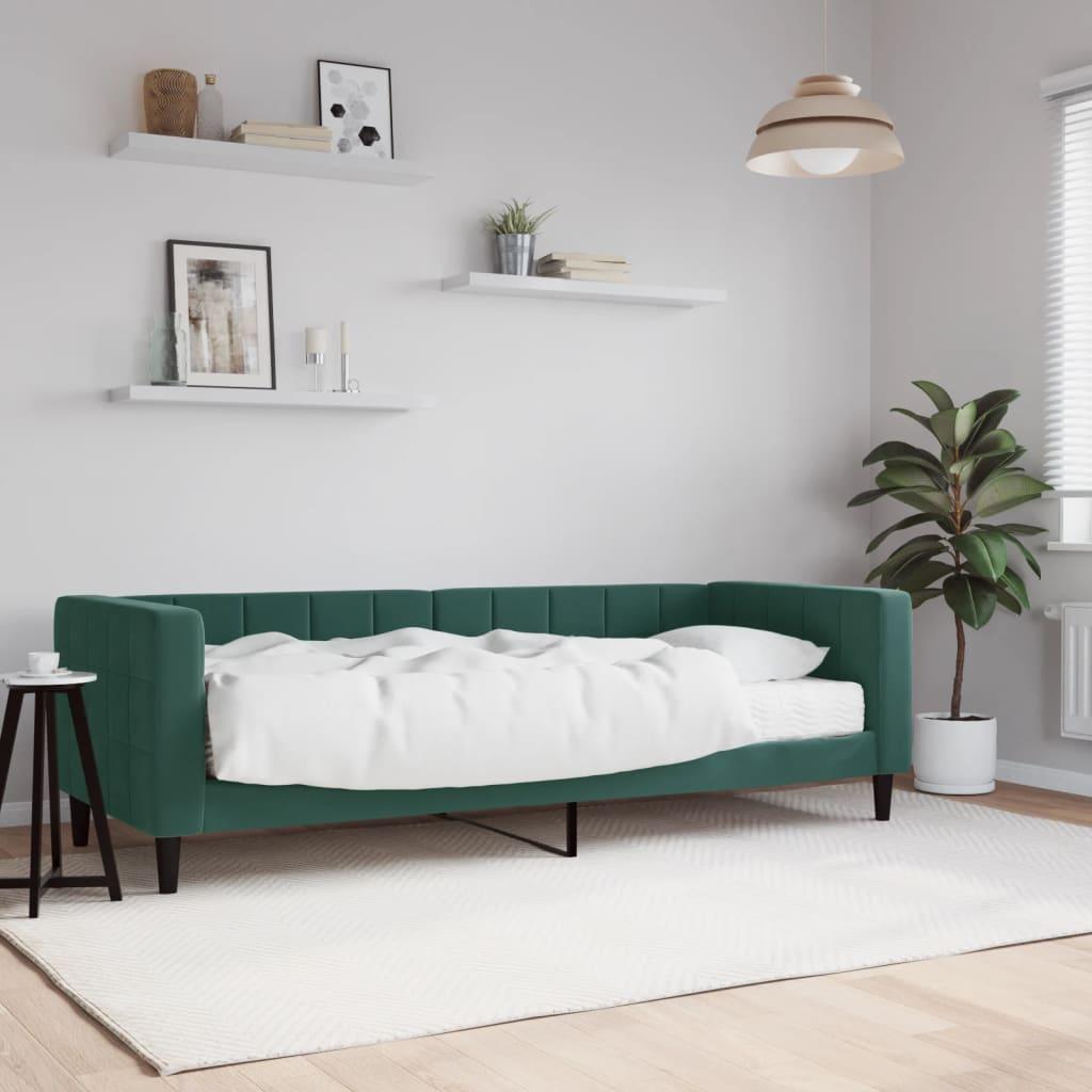 Grøn Daybed Med Madras 80x200 Velour Mørke - Daybed  - 8720845471125