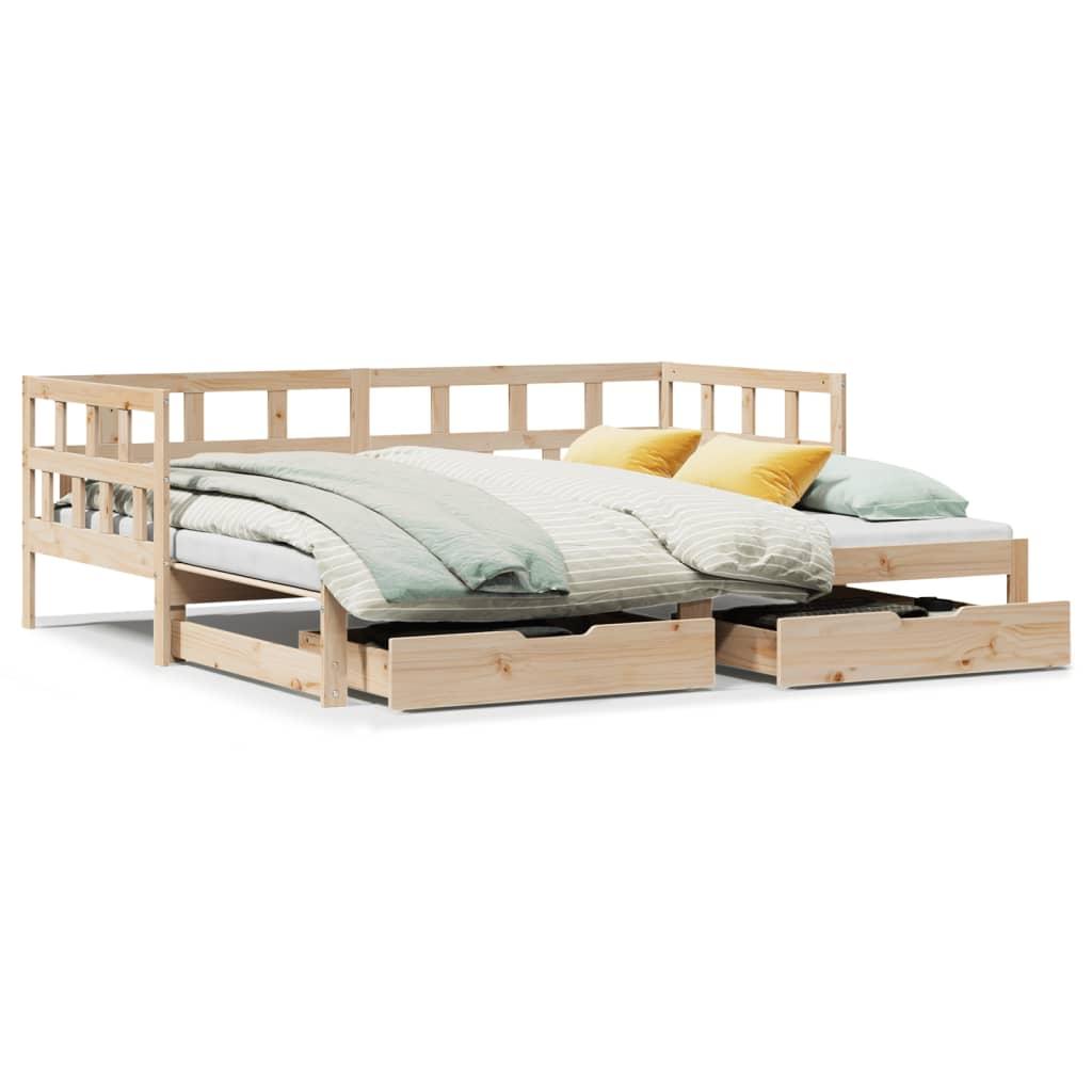 Daybed Med Udtræk Skuffer Uden Madras 90x200 - Daybed  - 8721102945786