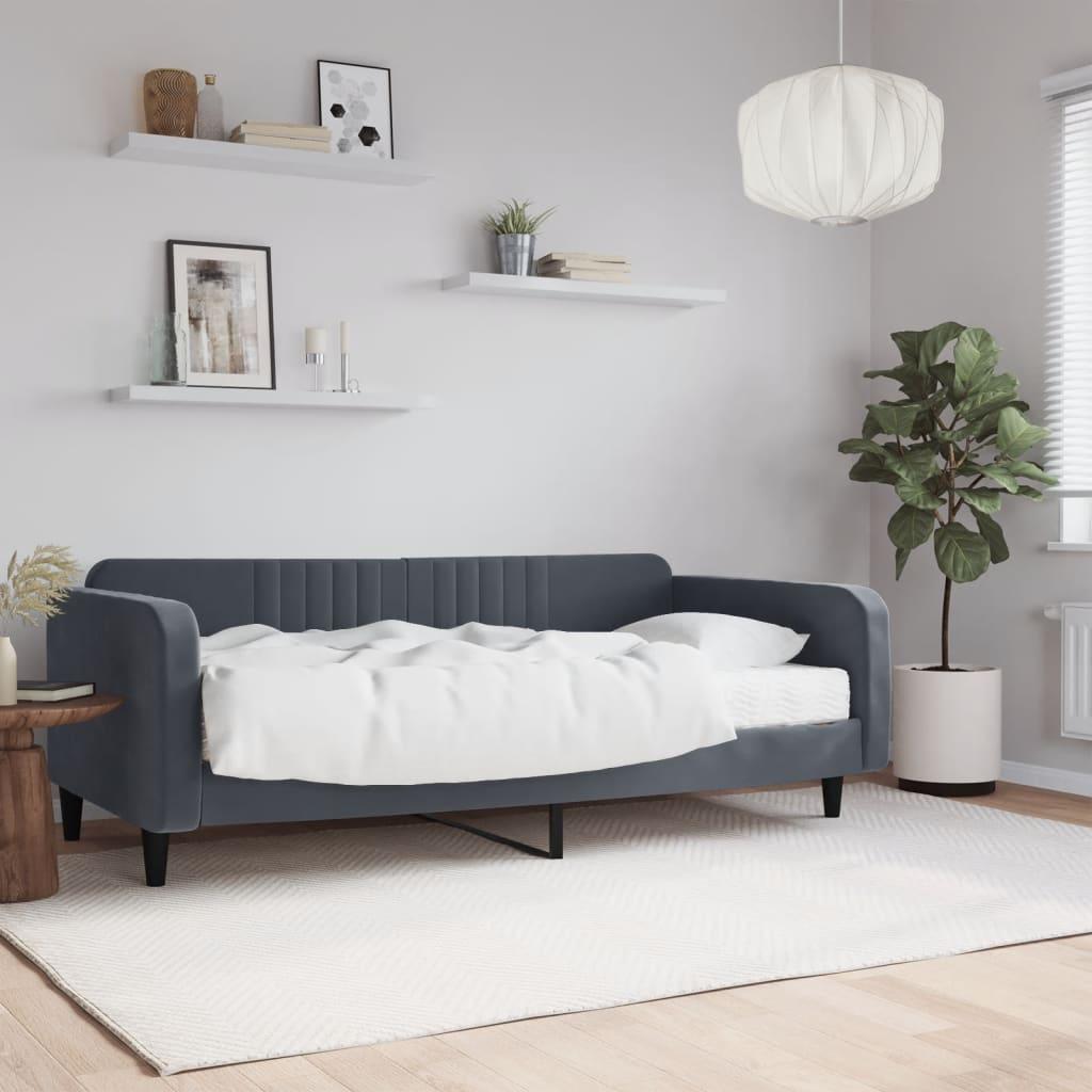 Daybed Med Madras 100x200 Velour Mørkegrå - Daybed  - 8720845460495