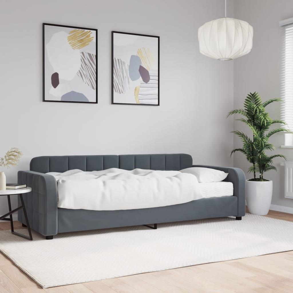 Daybed Med Madras 80x200 Velour Mørkegrå - Daybed  - 8720845471118