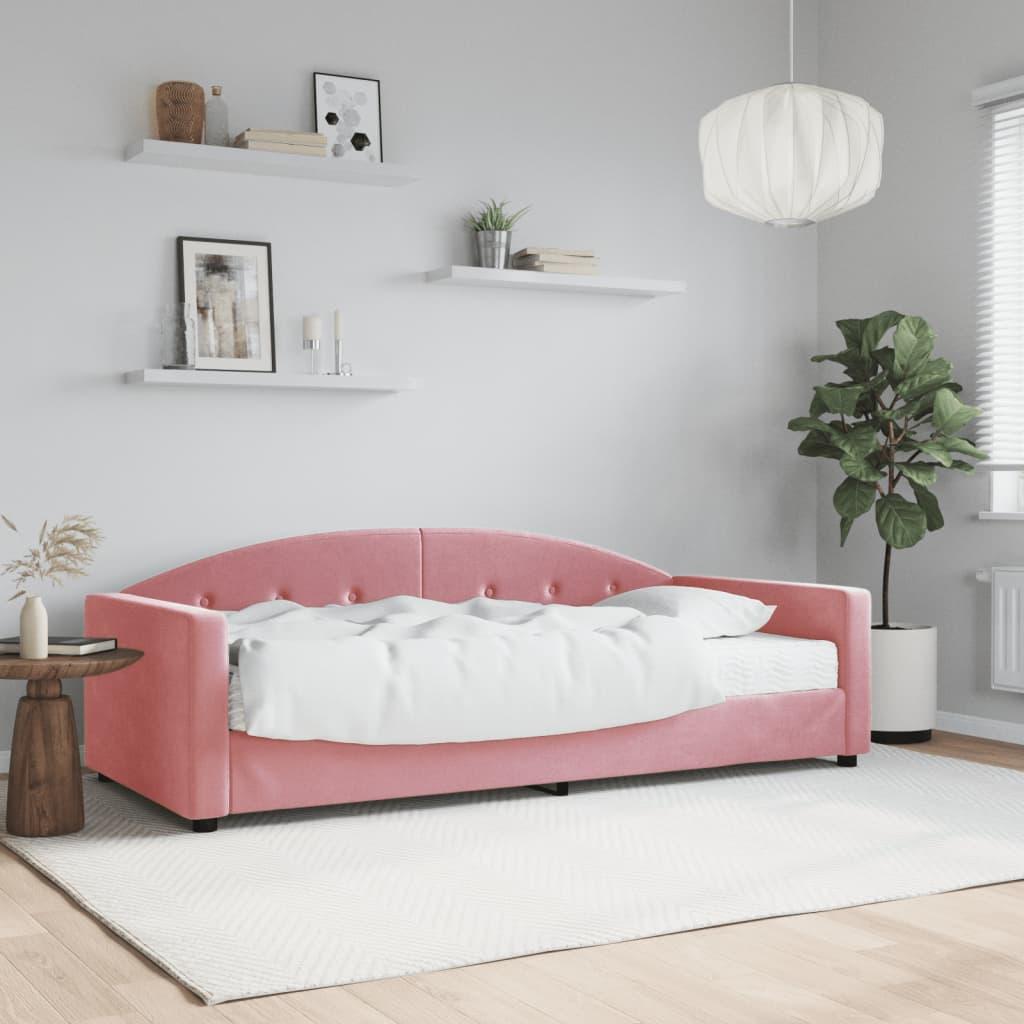 Pink Daybed Med Madras 90x200 Velour - Daybed  - 8720845466541