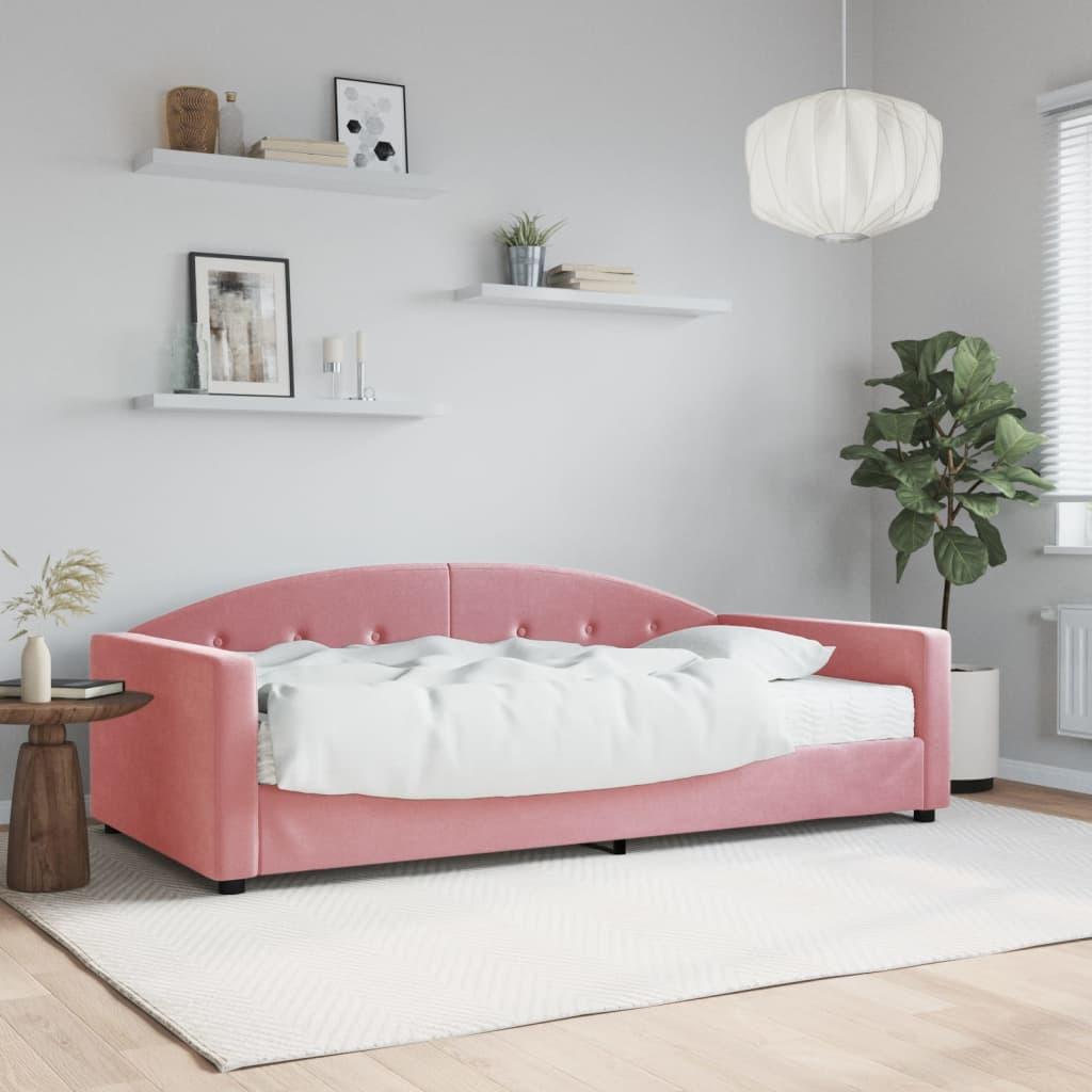 Pink Daybed Med Madras 100x200 Velour - Daybed  - 8720845466619