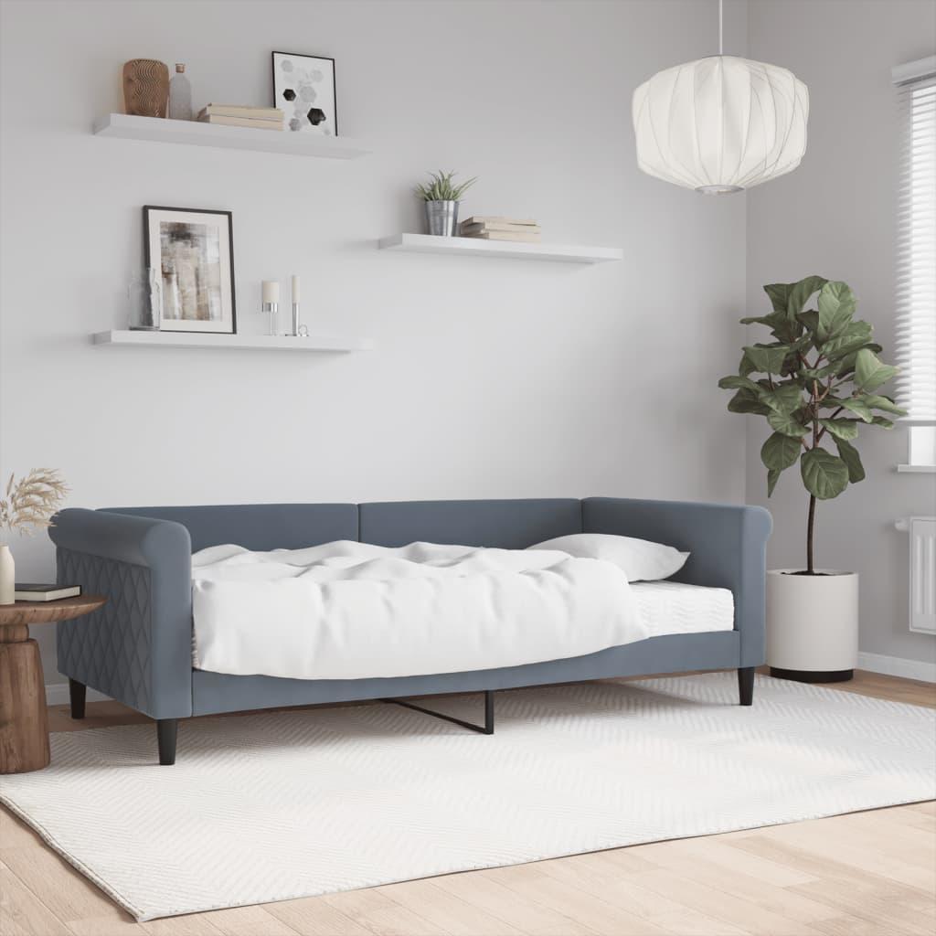 Daybed Med Madras 90x190 Velour Mørkegrå - Daybed  - 8720845462932
