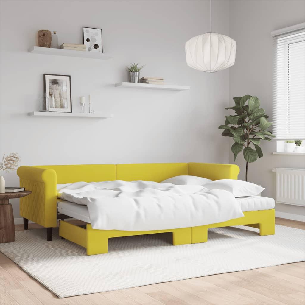 Daybed Med Udtræk Madras 80x200 Velour Gul - Daybed  - 8720845460877