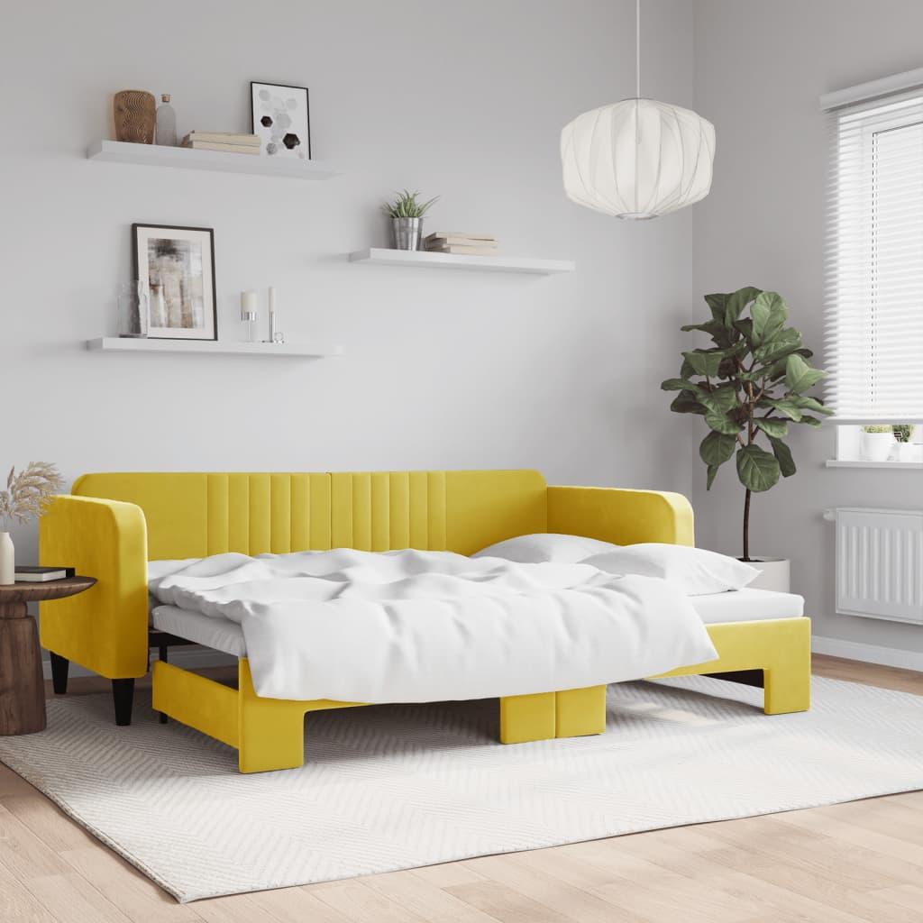 Daybed Med Udtræk 80x200 Velour Gul - Daybed  - 8720845463014