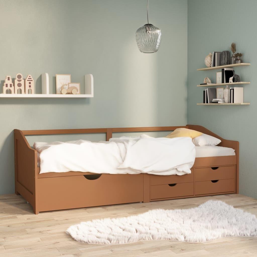 Brun Personers Daybed Skuffer 90x200cm Massivt Fyrretræ Gylden - Boligcenter Daybed  - 8720286579299