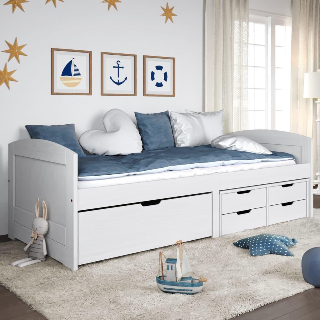 Hvid Daybed Med Fem Skuffer Irun 90x200 Massivt Fyrretræ - Boligcenter Daybed  - 8720845377236