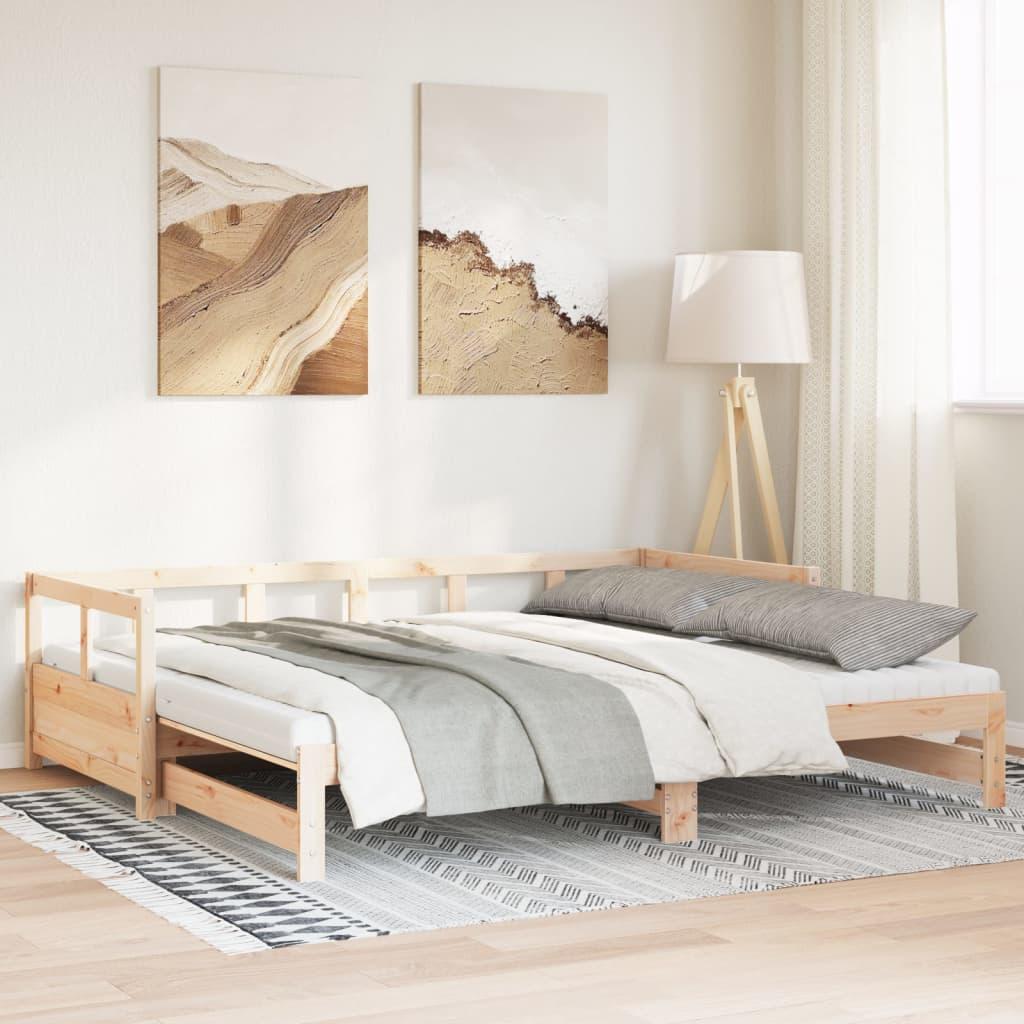 Daybed Med Udtræk Madrasser 90x200 Massivt Fyrretræ - Daybed  - 8721158573193