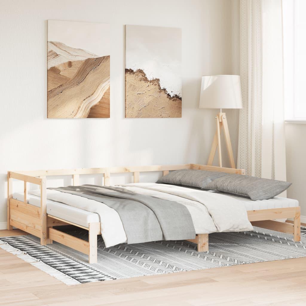 Daybed Med Udtræk Madrasser 90x190 Massivt Fyrretræ - Daybed  - 8721158573223