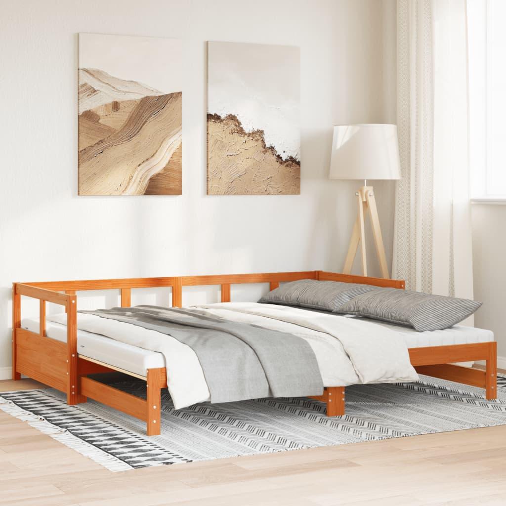 Daybed Udtræk Madrasser 80x200cm Massivt Fyrretræ Gyldenbrun - Daybed  - 8721158573186