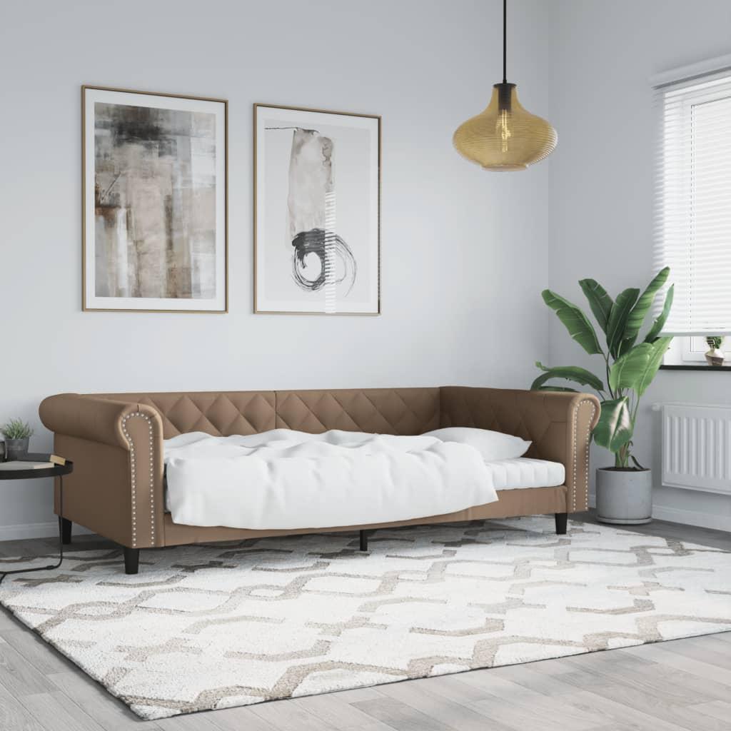 Daybed 100x200 Kunstlæder Cappuccinofarvet - Daybed  - 8720845955281
