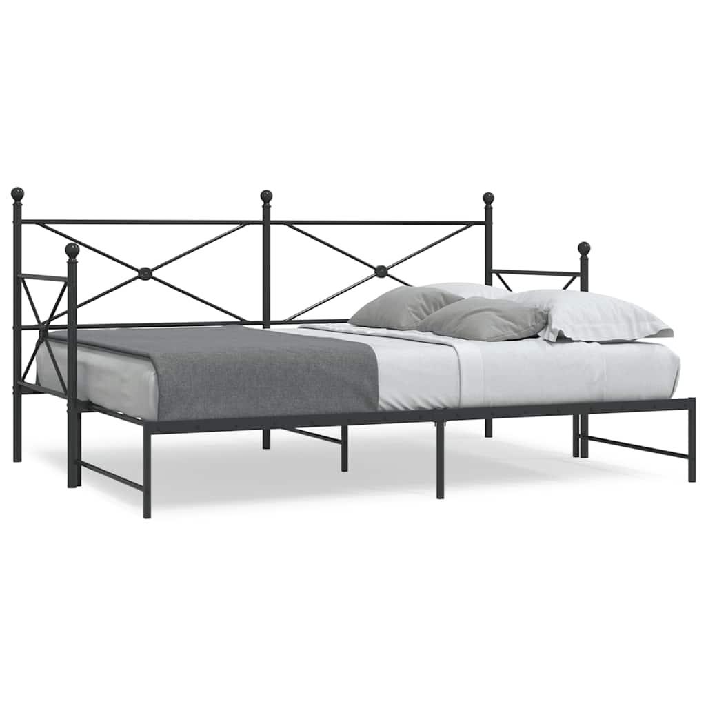 Sort Daybed Med Udtræk Uden Madras 75x190 Stål - Daybed  - 8721158660466
