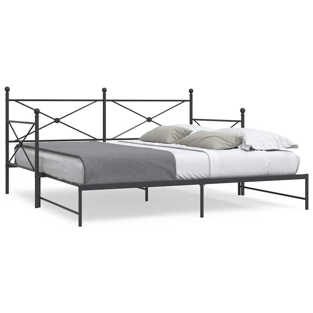 Sort Daybed Med Udtræk Uden Madras 100x190 Stål - Daybed  - 8721158660503