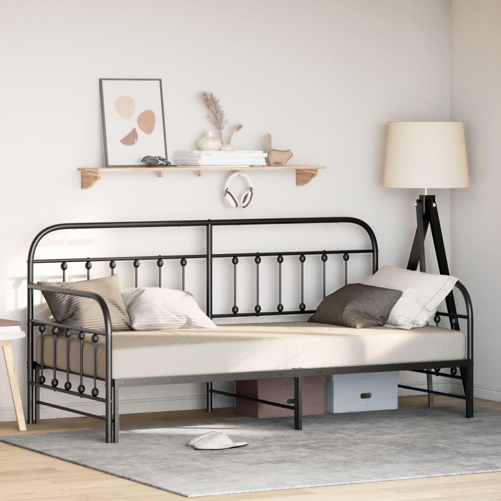 Sort Daybed Frame Med Trundle 100x190 Stål - Daybed  - 8721158843234