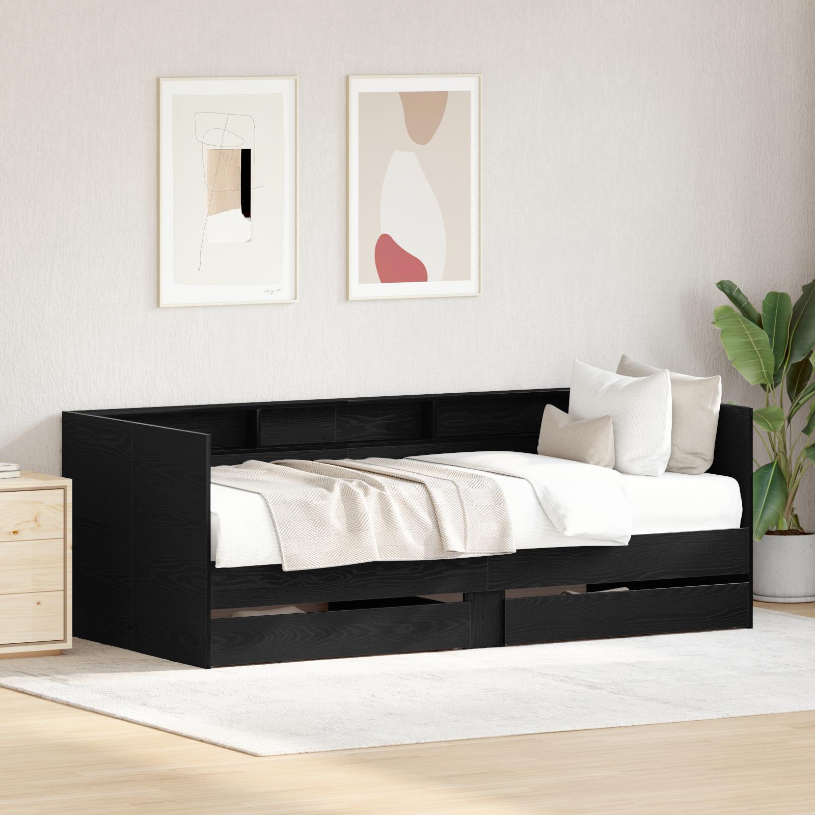 Sort Daybed Med Skuffer Konstrueret Træ 190 - Daybed  - 8721158861702